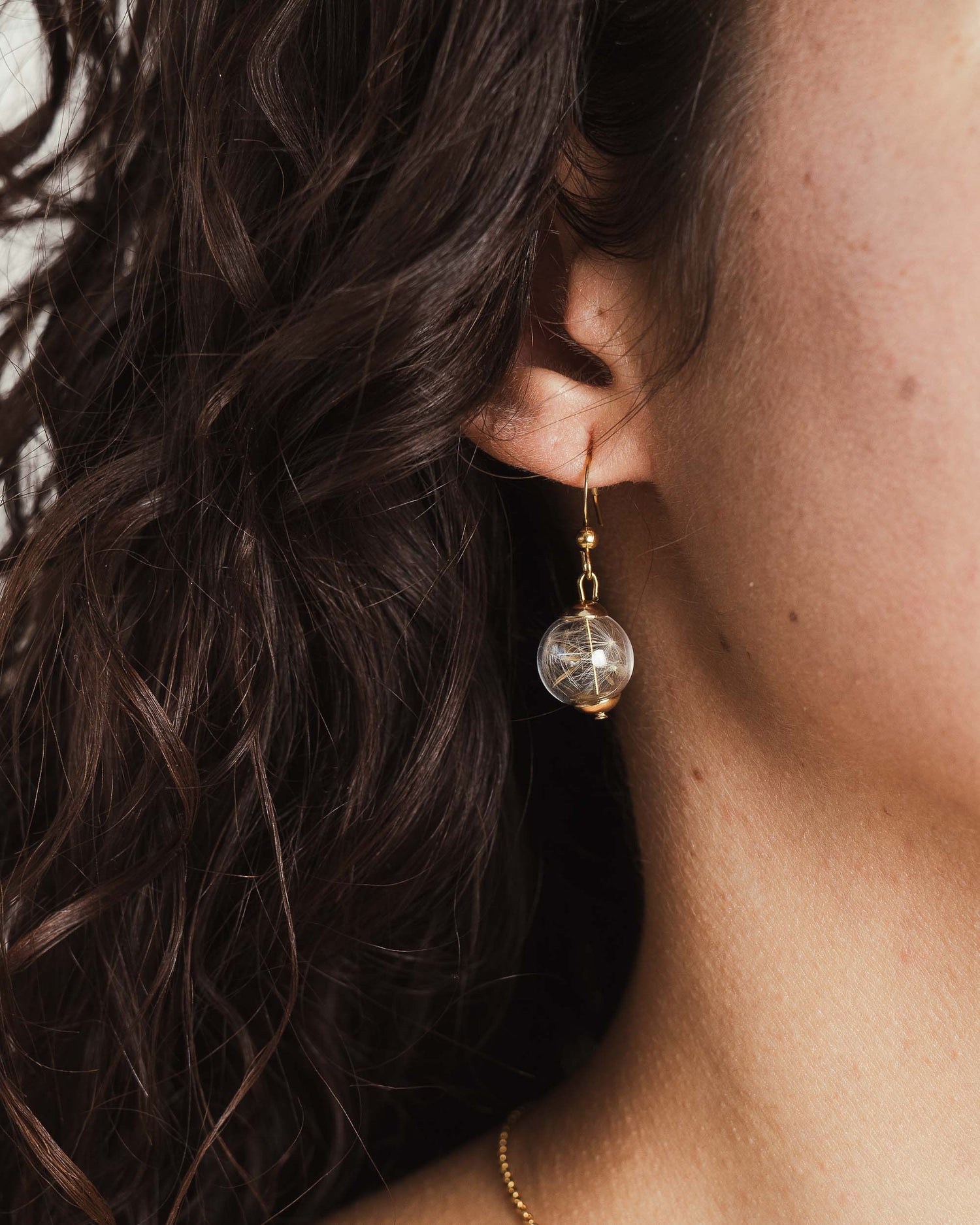 Golden Drop Earrings - Dandelion Seeds