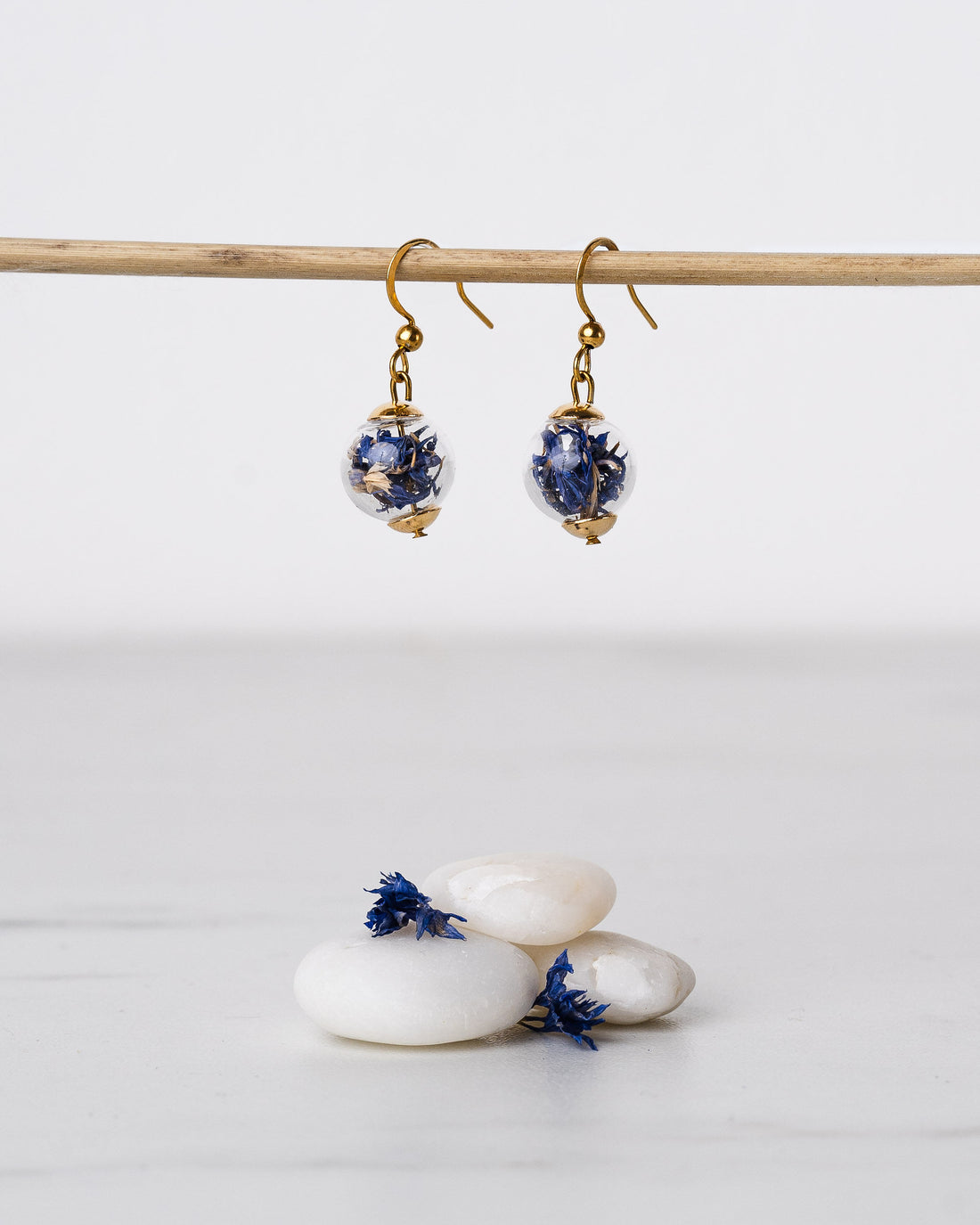 Golden Drop Earrings - Cornflower