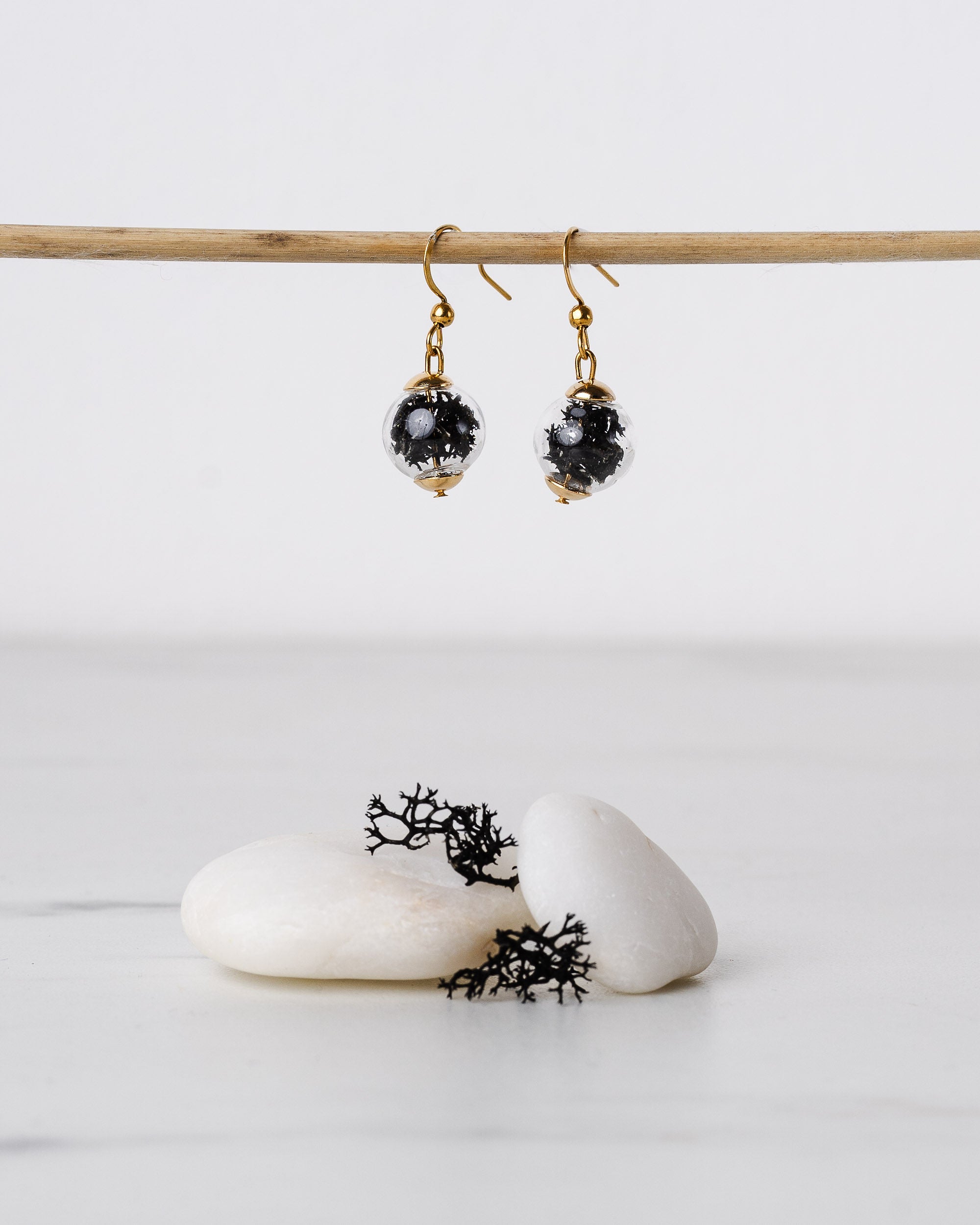 Golden Drop Earrings - Lichen