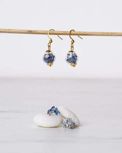 Golden Drop Earrings - Forget Me Not