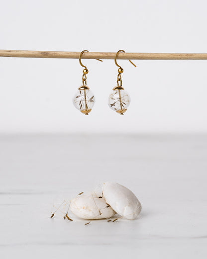 Golden Drop Earrings - Dandelion Seeds